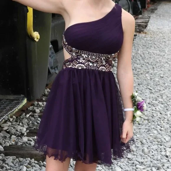 Blondie Nites | Dresses | Deep Purple Short Semiformal Dress Cocktail Dress  Homecoming Dress | Poshmark